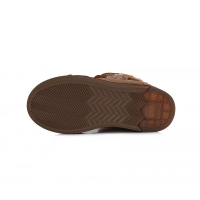 D.D. step dievčenská detská celokožená zimná blikajúca obuv W068-767M Chocolate
